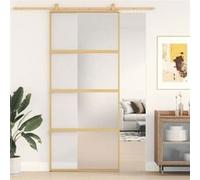 vidaXL Porte Coulissante, Porte Suspendue avec Butoir, Porte avec Panneaux Grange Cuisine Maison Intérieur, Doré Verre 155182 Or G