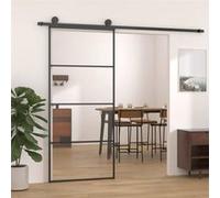 vidaXL Porte Coulissante Système de Porte Coulissante Maison Intérieur Kit d'Assemblage Barre en Forme de U Aluminium et 149480 Noir G