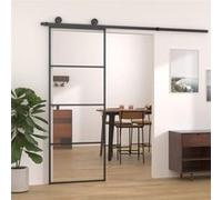 vidaXL Porte Coulissante Système de Porte Coulissante Maison Intérieur Kit d'Assemblage Barre en Forme de U Aluminium et 149479 Noir G