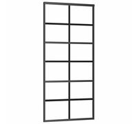 vidaXL Porte Coulissante Système de Porte Rail Salon Salle de Séjour Cuisine Maison Intérieur Verre ESG et Aluminium 90x205 cm Noir