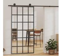 vidaXL Porte coulissante en verre ESG et aluminium 102x205 cm noir