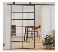 vidaXL Porte coulissante verre ESG et aluminium 102 x 205 cm Noir