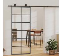 vidaXL Porte coulissante - Verre ESG et aluminium - 76x205 cm - Noir