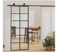 vidaXL Porte coulissante verre ESG et aluminium 76 x 205 cm Noir