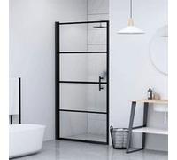 vidaXL Porte de douche 91x195 cm semi-mate verre trempé Noir