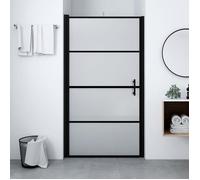 vidaXL Porte de douche verre dur mat 91x195 cm noir