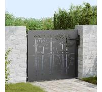 vidaXL Porte de Jardin 85 x 100 cm Acier peint par poudre Noir, Portillon Rectangulaire en Métal, Durable et Élégant, Barrière Extérieure Résistante à la Rouille, Design Moderne