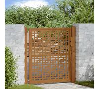 vidaXL Porte de Jardin Acier résistant aux intempéries Design croisé, Porte de clôture, Porte extérieure, Porte en métal, Porte de sécurité