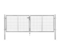 vidaXL Porte de jardin Acier galvanisé 306x125 cm - Argenté