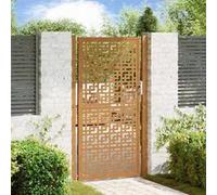 vidaXL Porte de jardin en acier 4101007 – résistante aux intempéries, design croisé, marron
