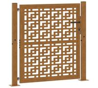 vidaXL Porte de Jardin Acier résistant aux intempéries Design croisé, Porte de clôture, Porte extérieure, Porte en métal, Porte de sécurité