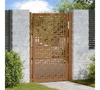 vidaXL Porte de jardin acier résistant aux intempéries design croisé, porte de clôture, porte extérieure, porte en métal, 4101006 Marron G