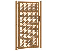 vidaXL Porte de Jardin Acier résistant aux intempéries Design croisé, Porte de clôture, Porte extérieure, Porte en métal, Porte de sécurité