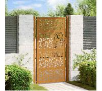vidaXL Porte de jardin acier résistant aux intempéries design feuilles, porte de clôture, porte extérieure, porte en métal, 4100968