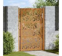 vidaXL Porte de jardin en acier résistant aux intempéries design feuilles 4100966 Marron G