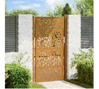 vidaXL Porte de jardin en acier – résistante aux intempéries, design feuilles