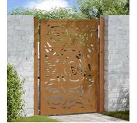 vidaXL Porte de jardin Design Flamme – Acier résistant aux intempéries, porte en métal, Marron G