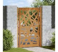 vidaXL Porte de jardin acier résistant aux intempéries design lumière, porte de clôture, porte extérieure, porte en métal, 4100956 Marron G