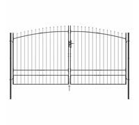 vidaXL Porte de Jardin avec Pointe de Lance à Double Battant Gris 200x400 cm Acier