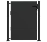 vidaXL Porte de Jardin Noir 105 x 125 cm Acier peint par poudre, Portail moderne, robuste pour extérieur, entrée de jardin, design simple, barrière en acier résistante.