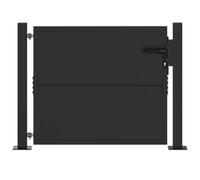 vidaXL Porte de Jardin Noir 110 x 105 cm Acier enduit de poudre, Barrière de jardin moderne, portail en acier, entrée résistante aux intempéries, clôture rectangulaire tendance