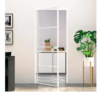 vidaXL Porte intérieure 83x201,5 cm verre trempé aluminium mince blanche