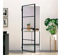 vidaXL Porte d'intérieur 83×201,5 cm – verre trempé & aluminium mince – Noir