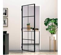 vidaXL Porte intérieure noire 83x201,5 cm – verre trempé, aluminium mince