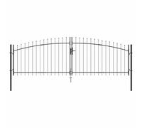 vidaXL Porte de Jardin avec Verrouillage Gris 125 x 400 cm Acier, Jardin et terrasse, barrière métallique décorative, entrée sécurisée, clôture extérieure Originale