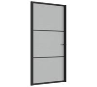 vidaXL Porte en Verre 102,5 x 201,5 cm Aluminium Noir et Gelé