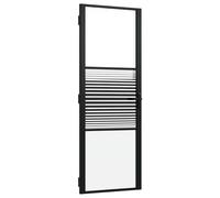 vidaXL Porte vitrée à rayures noires 76 x 3,5 x 201,5 cm en aluminium
