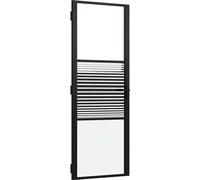 vidaXL Porte vitrée à rayures noires 76 x 3,5 x 201,5 cm en aluminium