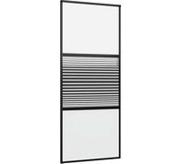 vidaXL Porte en verre rayé noir 90 x 2 x 205 cm aluminium
