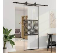 vidaXL : Porte en verre, 76 x 2 x 205 cm, aluminium, noire