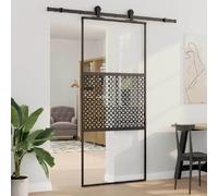 vidaXL Porte en verre Fretwork Noir 90 x 2 x 205 cm Aluminium