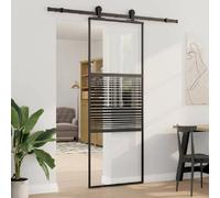 vidaXL Porte en verre Rayé Noir 76 x 2 x 205 cm Aluminium