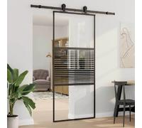 vidaXL Porte en verre Rayé Noir 90 x 2 x 205 cm Aluminium