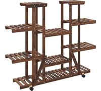 vidaXL Porte-fleurs avec roulettes 110x25x115 cm en bois massif de sapin