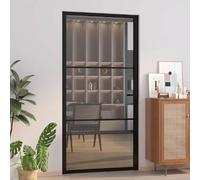 vidaXL Porte intérieure 102,5x201,5 cm noire verre ESG et aluminium