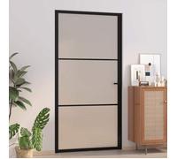 vidaXL Porte intérieure 102,5x201,5 cm noir verre dépoli et aluminium