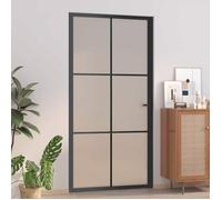 vidaXL Porte intérieure 102,5 x 201,5 cm noir verre dépoli aluminium