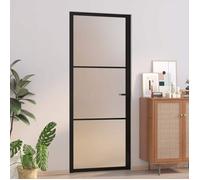 vidaXL Porte intérieure 83x201,5 cm – Verre dépoli et aluminium – Noir