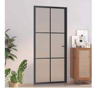 vidaXL Porte intérieure 93x201,5 cm Noir Verre mat et aluminium 350558