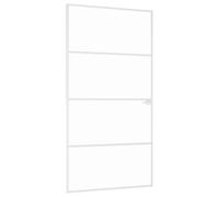 vidaXL Porte intérieure blanche 102x201,5 cm verre trempé & aluminium mince