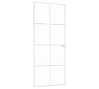 vidaXL Porte intérieure blanche 83x201,5 cm verre trempé & aluminium mince