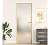 vidaXL Porte intérieure mince Golden 76x201,5 cm verre trempé et aluminium