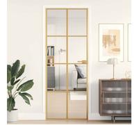 vidaXL Porte intérieure mince dorée 76 x 201,5 cm verre trempé et aluminium