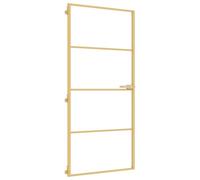 vidaXL Porte intérieure mince Golden – Verre trempé, aluminium – 93x201,5 cm