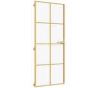 vidaXL Porte intérieure mince Golden 83x201,5 cm verre trempé et aluminium
