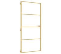 vidaXL Porte intérieure mince Golden 93x201,5 cm verre trempé et aluminium